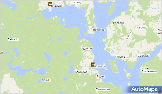 mapa Jeziorno gmina Iława, Jeziorno gmina Iława na mapie Targeo