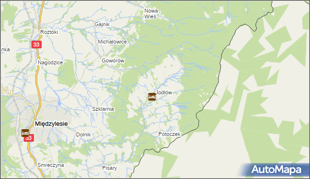 mapa Jodłów gmina Międzylesie, Jodłów gmina Międzylesie na mapie Targeo