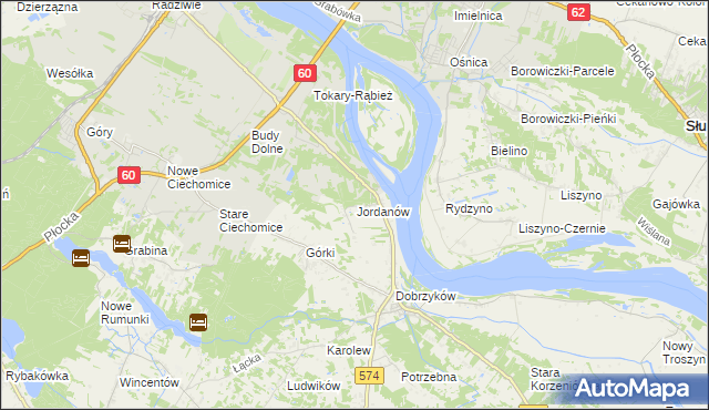 mapa Jordanów gmina Gąbin, Jordanów gmina Gąbin na mapie Targeo