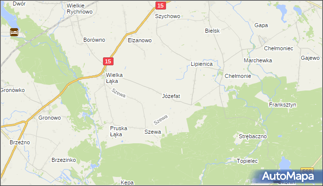 mapa Józefat gmina Kowalewo Pomorskie, Józefat gmina Kowalewo Pomorskie na mapie Targeo
