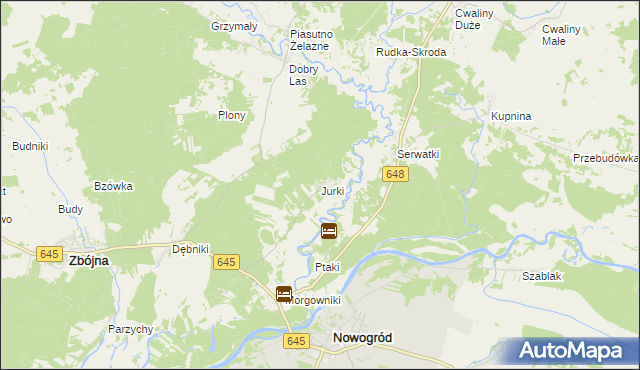 mapa Jurki gmina Zbójna, Jurki gmina Zbójna na mapie Targeo