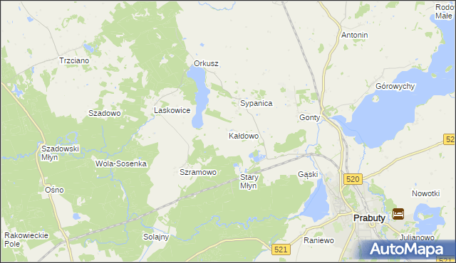 mapa Kałdowo gmina Prabuty, Kałdowo gmina Prabuty na mapie Targeo