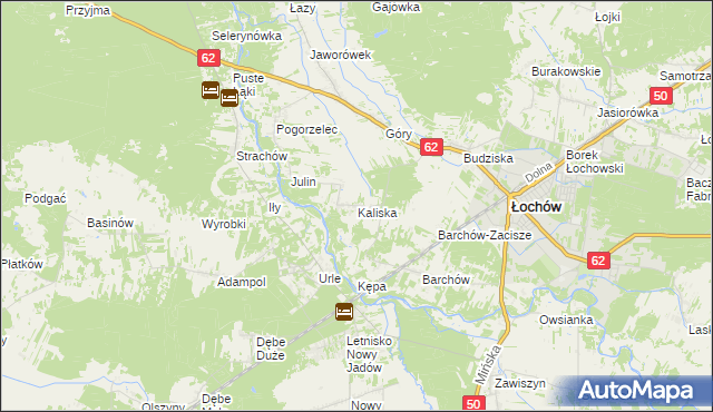 mapa Kaliska gmina Łochów, Kaliska gmina Łochów na mapie Targeo