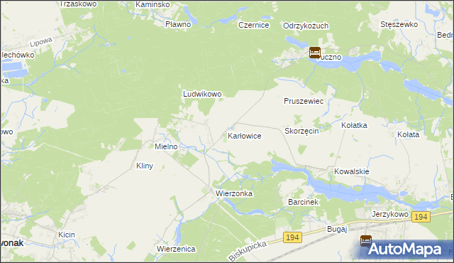 mapa Karłowice gmina Swarzędz, Karłowice gmina Swarzędz na mapie Targeo
