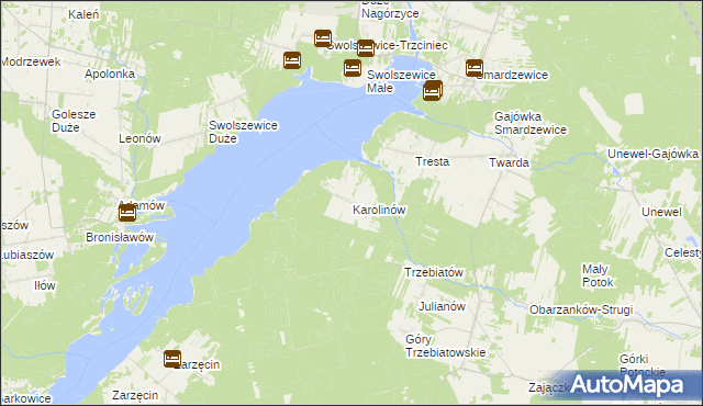 mapa Karolinów gmina Tomaszów Mazowiecki, Karolinów gmina Tomaszów Mazowiecki na mapie Targeo