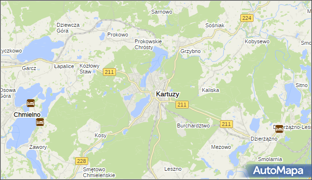 mapa Kartuzy, Kartuzy na mapie Targeo