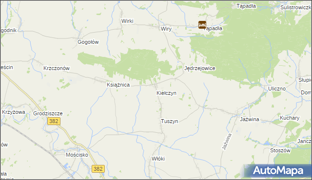 mapa Kiełczyn gmina Dzierżoniów, Kiełczyn gmina Dzierżoniów na mapie Targeo