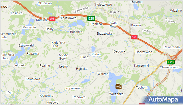 mapa Kielno gmina Szemud, Kielno gmina Szemud na mapie Targeo