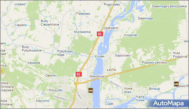 mapa Klusek gmina Pokrzywnica, Klusek gmina Pokrzywnica na mapie Targeo