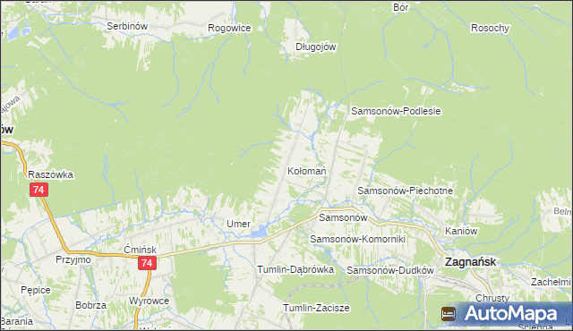 mapa Kołomań, Kołomań na mapie Targeo