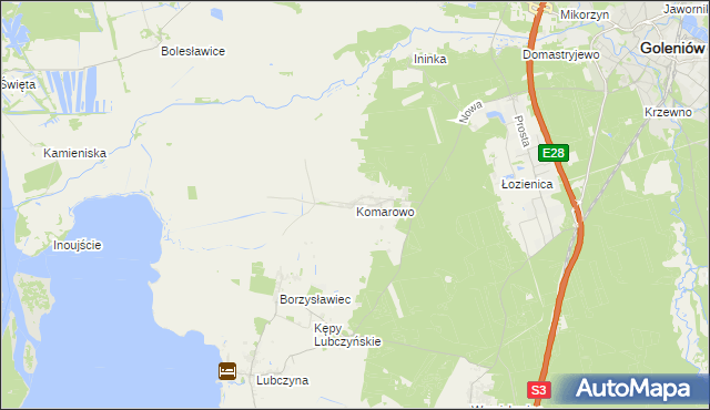 mapa Komarowo, Komarowo na mapie Targeo