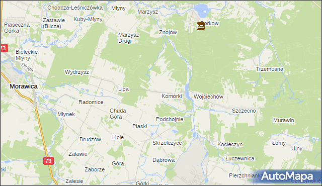 mapa Komórki, Komórki na mapie Targeo