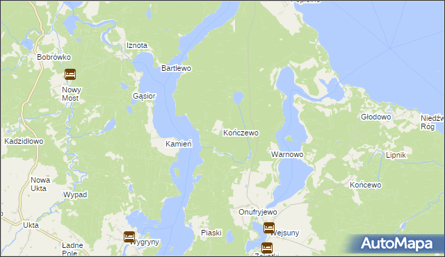 mapa Kończewo gmina Ruciane-Nida, Kończewo gmina Ruciane-Nida na mapie Targeo