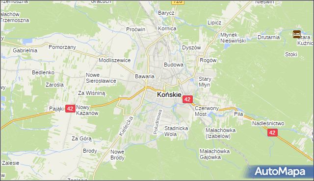 mapa Końskie, Końskie na mapie Targeo