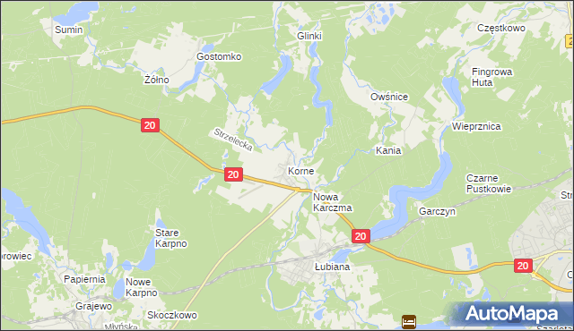mapa Korne, Korne na mapie Targeo