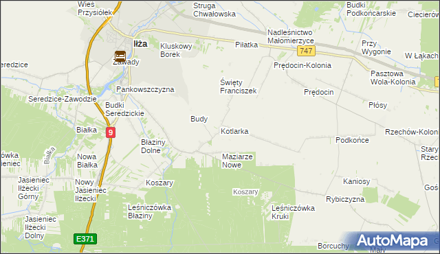 mapa Kotlarka gmina Iłża, Kotlarka gmina Iłża na mapie Targeo
