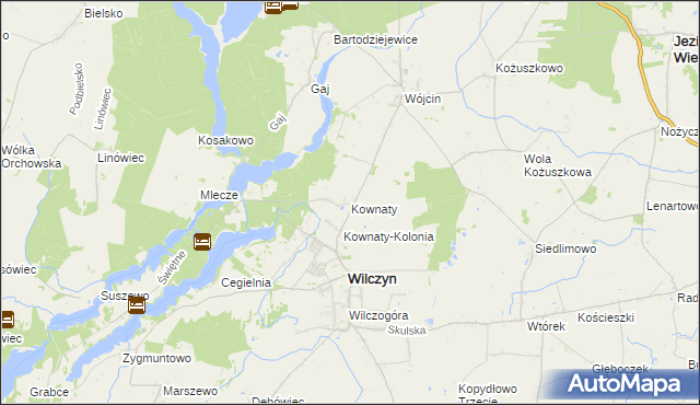 mapa Kownaty gmina Wilczyn, Kownaty gmina Wilczyn na mapie Targeo