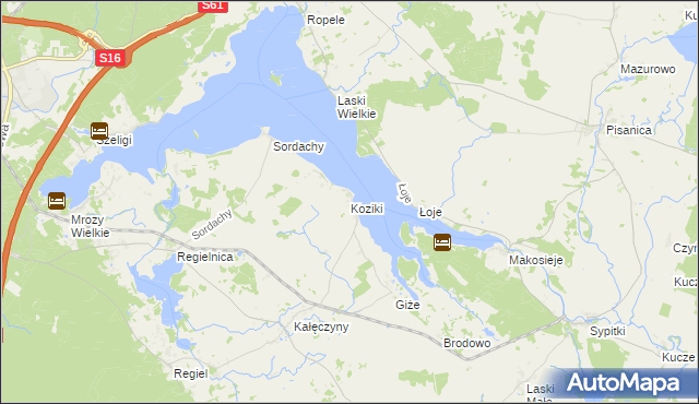 mapa Koziki gmina Ełk, Koziki gmina Ełk na mapie Targeo