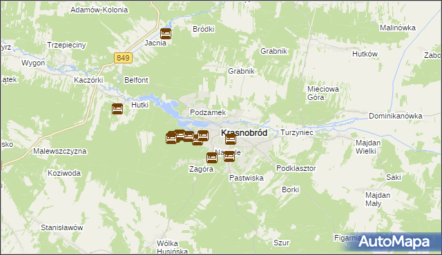 mapa Krasnobród, Krasnobród na mapie Targeo