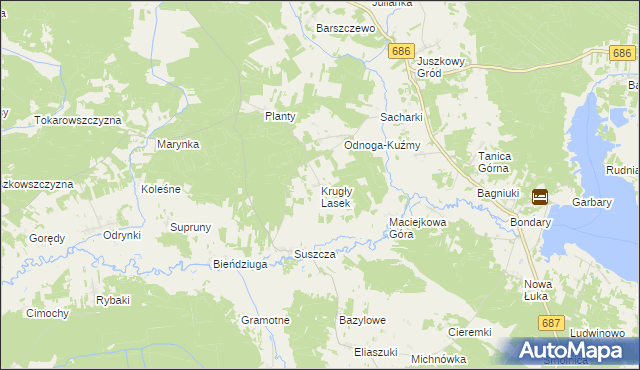 mapa Krugły Lasek, Krugły Lasek na mapie Targeo