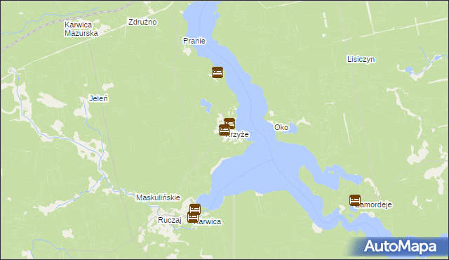 mapa Krzyże gmina Ruciane-Nida, Krzyże gmina Ruciane-Nida na mapie Targeo