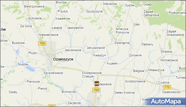 mapa Kwaszyn, Kwaszyn na mapie Targeo