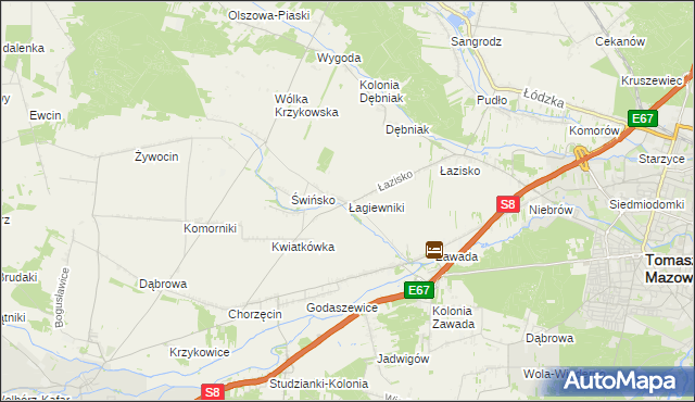 mapa Łagiewniki gmina Tomaszów Mazowiecki, Łagiewniki gmina Tomaszów Mazowiecki na mapie Targeo