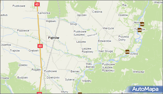 mapa Łaszew Rządowy, Łaszew Rządowy na mapie Targeo