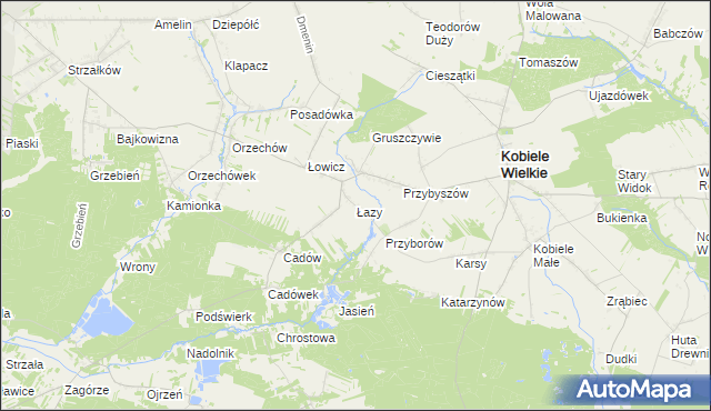 mapa Łazy gmina Kobiele Wielkie, Łazy gmina Kobiele Wielkie na mapie Targeo