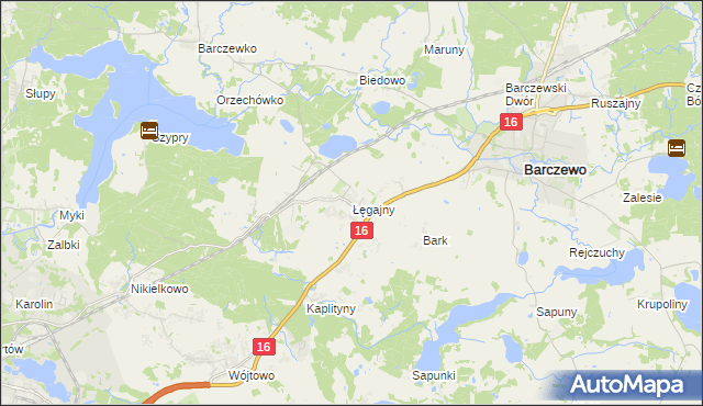 mapa Łęgajny, Łęgajny na mapie Targeo