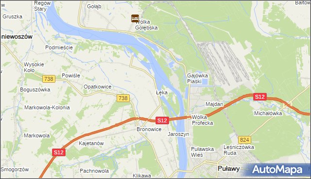 mapa Łęka gmina Puławy, Łęka gmina Puławy na mapie Targeo