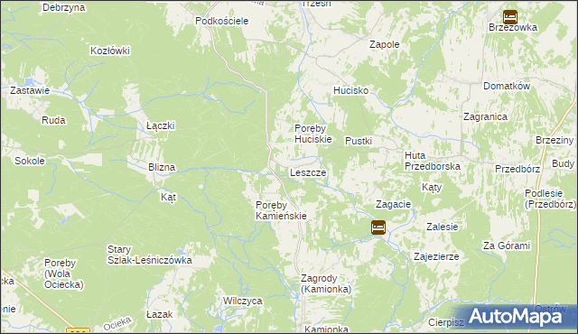 mapa Leszcze gmina Niwiska, Leszcze gmina Niwiska na mapie Targeo