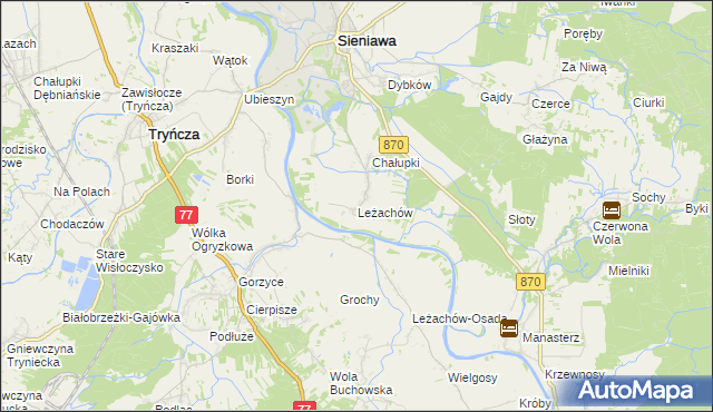mapa Leżachów, Leżachów na mapie Targeo