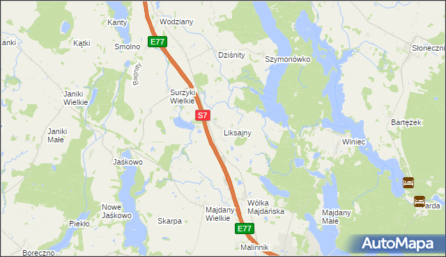 mapa Liksajny, Liksajny na mapie Targeo