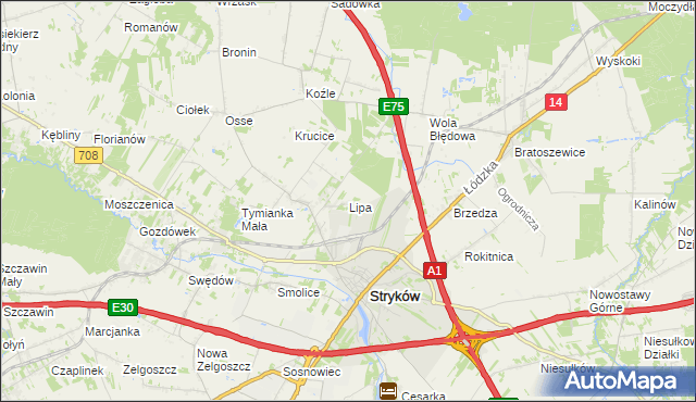 mapa Lipa gmina Stryków, Lipa gmina Stryków na mapie Targeo