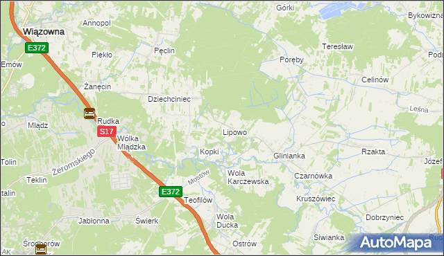 mapa Lipowo gmina Wiązowna, Lipowo gmina Wiązowna na mapie Targeo