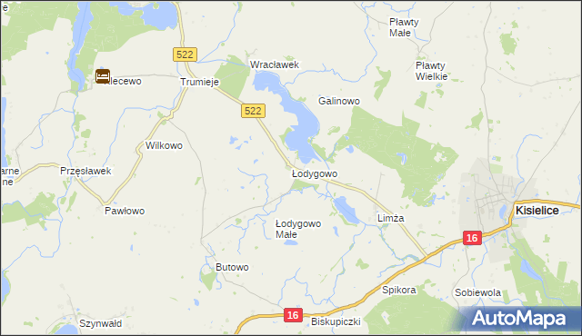mapa Łodygowo gmina Kisielice, Łodygowo gmina Kisielice na mapie Targeo
