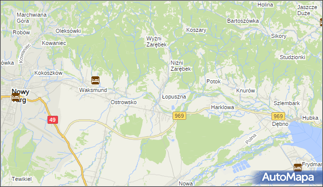 mapa Łopuszna, Łopuszna na mapie Targeo
