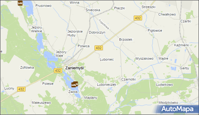 mapa Luboniec, Luboniec na mapie Targeo