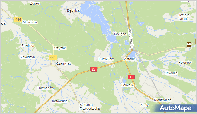 mapa Ludwików gmina Przygodzice, Ludwików gmina Przygodzice na mapie Targeo