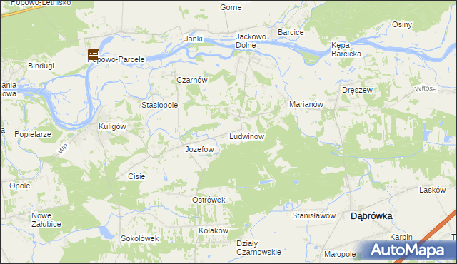 mapa Ludwinów gmina Dąbrówka, Ludwinów gmina Dąbrówka na mapie Targeo