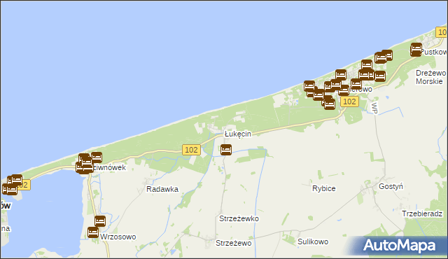 mapa Łukęcin, Łukęcin na mapie Targeo