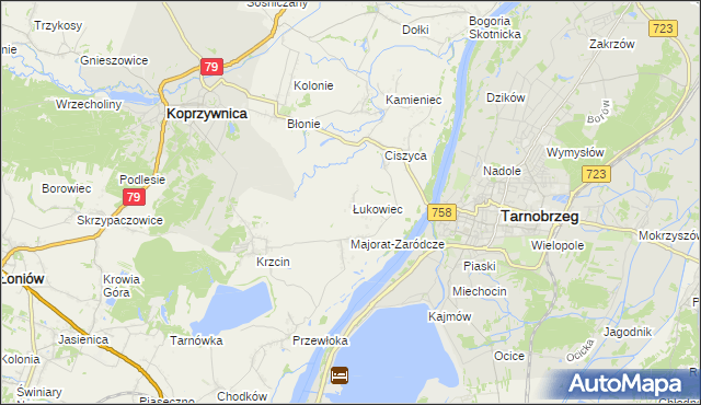 mapa Łukowiec gmina Koprzywnica, Łukowiec gmina Koprzywnica na mapie Targeo