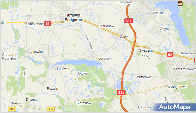 mapa Lusowo, Lusowo na mapie Targeo