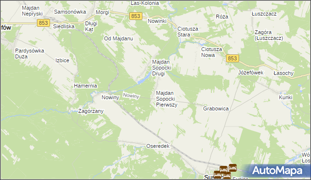 mapa Majdan Sopocki Pierwszy, Majdan Sopocki Pierwszy na mapie Targeo