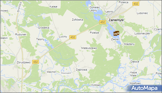 mapa Mateuszewo, Mateuszewo na mapie Targeo