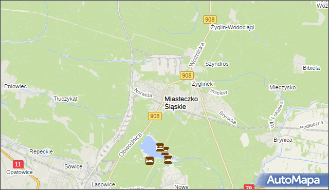 mapa Miasteczko Śląskie, Miasteczko Śląskie na mapie Targeo