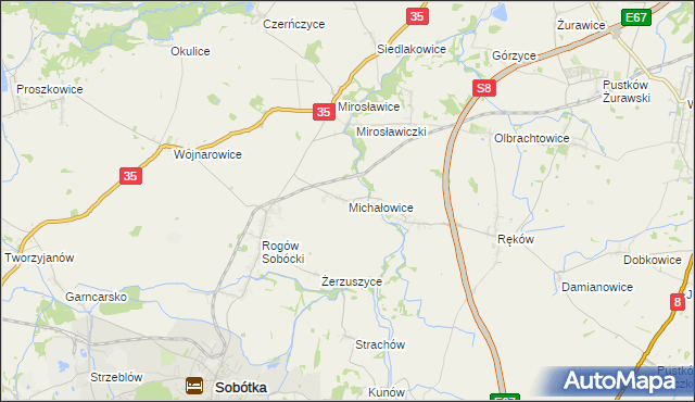 mapa Michałowice gmina Sobótka, Michałowice gmina Sobótka na mapie Targeo