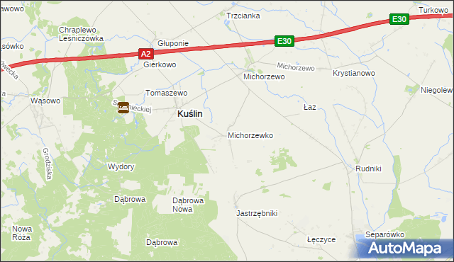 mapa Michorzewko, Michorzewko na mapie Targeo