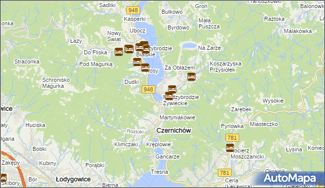 mapa Międzybrodzie Żywieckie, Międzybrodzie Żywieckie na mapie Targeo